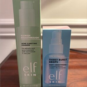 ELF Skin Blemish Breakthrough Cleanser and Thirst Burst Drops - Green and Blue